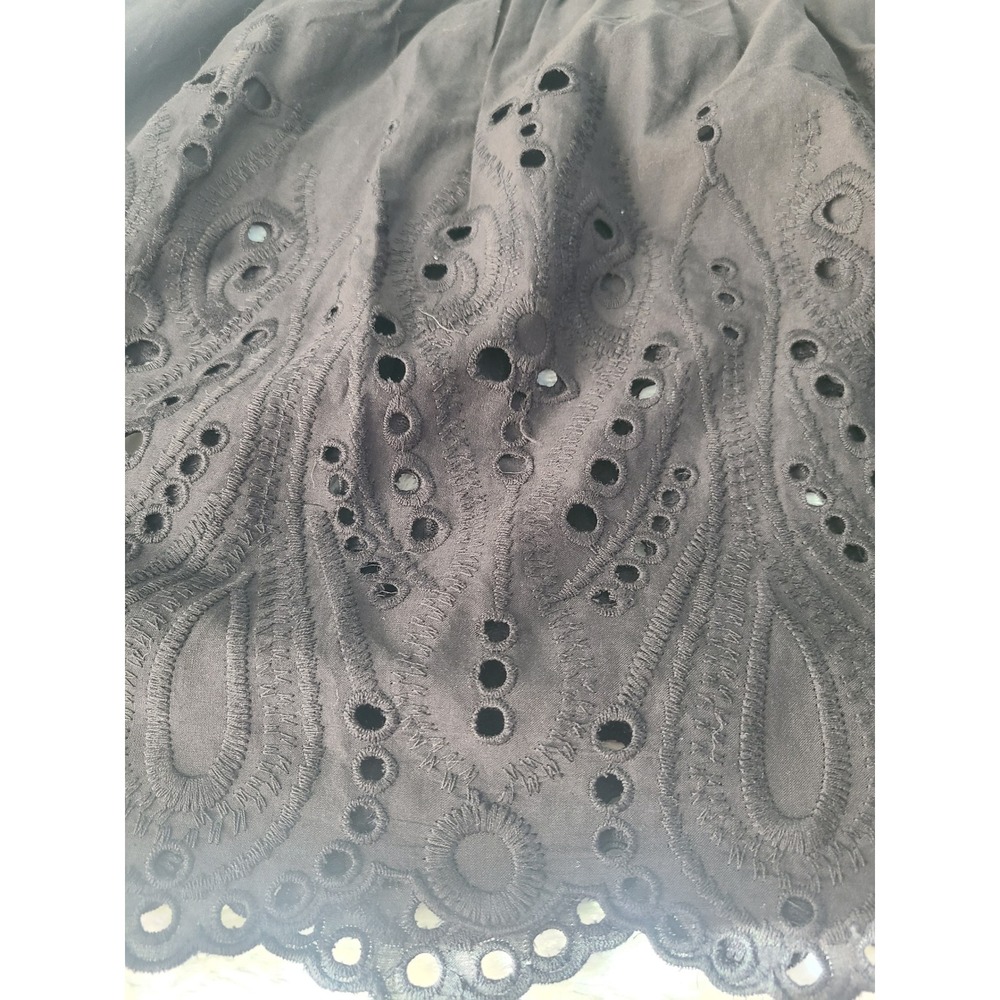 Honey & t Black Eyelet Lace Ruffle Sleeveless Cotton Top Blouse M J2B1460B471 - Picture 5 of 8